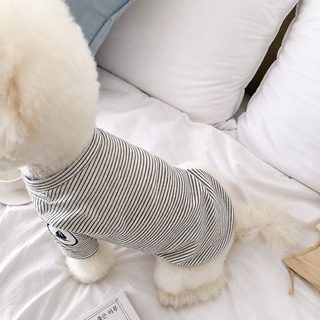 강아지 가을 겨울 기모 스트라이프 이너 티셔츠 소형견 의류