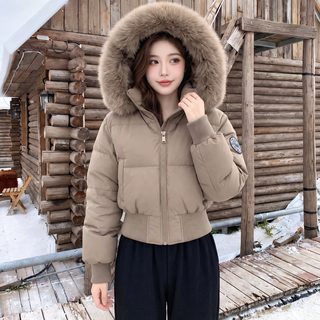 대외무역 신상 기모 두꺼운 면복 여성 후드 초대형 모직 패션 허리를 걷어