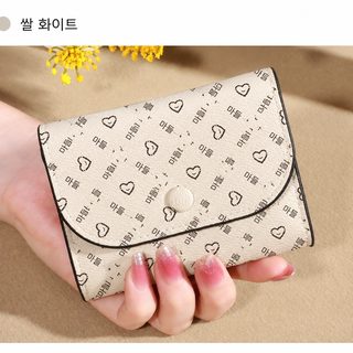 여성용 심플 미니 반지갑 카드 동전 수납 자석단추 짧은 지갑