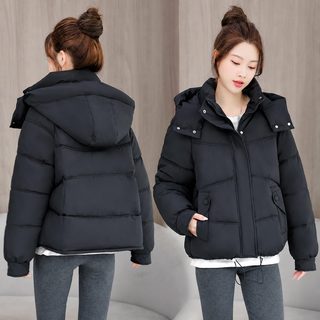 모자 탈부착 가능한 겨울 면복녀 2026 신상 한국판 두꺼운 쇼트 캔디색 면옷