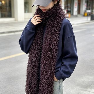 여성 겨울 인조 티베트 양털 퍼 머플러 180cm 양면 롱 목도리 숄 보온 넥워머