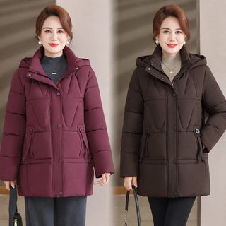 탈부착 가능한 모자 중장년층 여성 겨울옷 신상 두꺼운 솜옷 패션 엄마 중