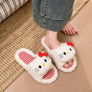 일본계 부드러운 소녀풍 만화 고양이 면 슬리퍼 여자 2026 가을 겨울 신상 높