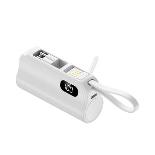 KC 3C 인증 포켓 캡슐 보조배터리 5000mAh 듀얼 플러그 내장 케이블 미니 휴대
