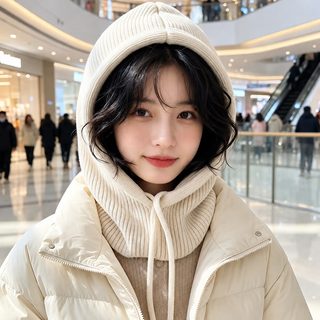 바라클라 파모 소중모사 비니 포두모 가을겨울 남녀모 후드 목도리 일체 털