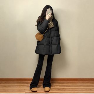 빅사이즈 여성 중롱 패딩 코트 겨울 보온 블랙 카키 데일리 아우터