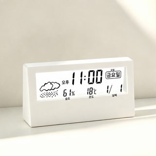 투명 디지털 탁상시계 학생용 다기능 알람 온도계 달력 전자시계
