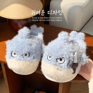 2026 겨울 상어 캐릭터 커플 털 슬리퍼 실내 거실 방한 미끄럼 방지 보온 털