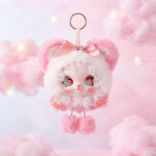 마카롱 계열 벨벳 인형 걸이 레이스 레이스 레이스 귀여운 고양이 귀 부드