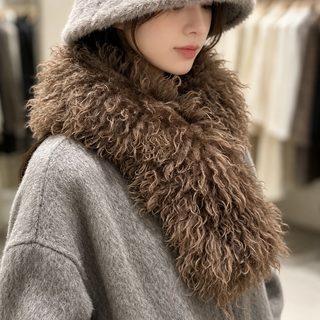 모조 양털 목도리 마그네틱 스카프 백합 양면 모직 두께 보온 목도리 가을