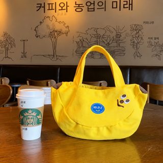 새로운 귀여운 만화 자수 캔버스 가방 직장인 핸드백 외출 보모 외출 핸드