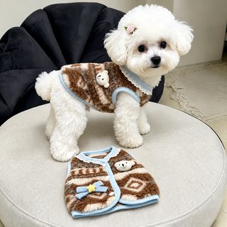 강아지 고양이 겨울 보온 조끼 소형견 곰돌이 베스트