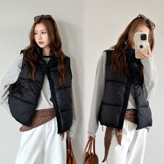 2026 신상 빵 퍼프 면 조끼 여자 한국판 칼라 작은 키 외투 여자 백합 보온 겉