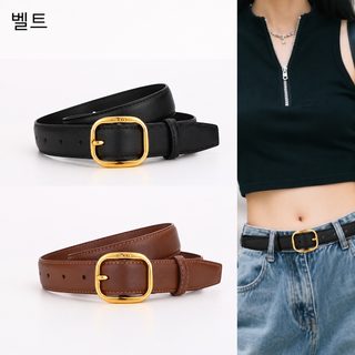 빈티지 바늘 단추 여성 가죽 벨트 가죽 가느다란 심플하고 사치스러운 청바