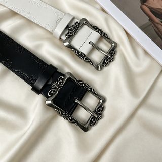 빈티지 엠보싱 유럽풍 벨트 핀 버클 바지 허리띠 캐주얼 데일리 패션