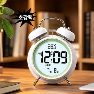 LCD 대형 화면 디지털 스마트 알람시계 온도계 기상 알람 탁상시계 4인치