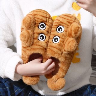 친자 면 슬리퍼 만화 귀엽다 가을 겨울 실내 어린이 털실 신발 밖 두꺼운 바닥 보온 산후조리 신발 면 슬리퍼녀