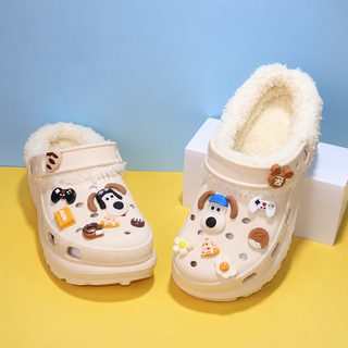신형 기모 동굴 신발 여성 겨울 미끄럼 방지 가정 실내 보온 두꺼운 바닥 만