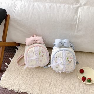 토끼 귀 백팩 여자 어린이 신상 달콤한 레이스 리본 백팩 소녀 책가방 학생 귀여운 가방