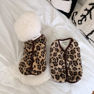 강아지 옷 가을겨울 호피 무늬 면복 고양이 애완동물 조끼 테디보미 비숑