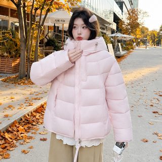 대외무역 크로스보더 여성 패션 후드 패딩 면복 캐주얼 보온 퍼프감 면옷