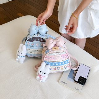소녀 가방 2026 가을 신상 귀여운 패션 리본 백팩 용모치 백합 통근 백팩