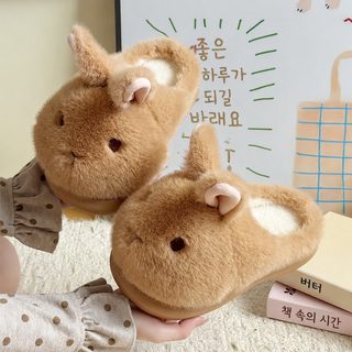 정품 토끼 솜 슬리퍼 여자 귀여운 겨울 가정집 학생 실내 소프트 바닥 털털