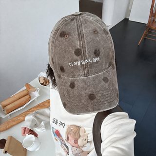 빈티지 웨이브 포인트 알파벳 자수 야구모 여자 춘추 물세탁 낡은 커플 소