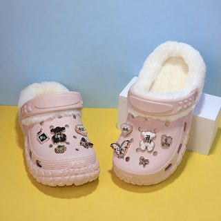 여성 가융 동굴 신발 겨울 신상 큐빅 곰 솜 동굴 신발 귀여운 액세서리 겨울