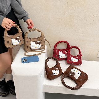KOCDR 2026 가을 신상 여아 귀여운 레드 고양이 도트 핸드백 데일리 숄더 크로