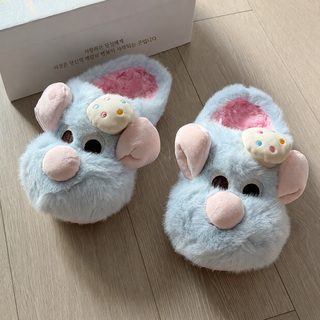 여성 겨울 보온 털 슬리퍼 요리 쥐왕 캐릭터 가정용 두꺼운 기모 털실내화