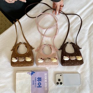 포점 고양이 어린이 크로스백 소녀 가을 공주풍 제로 지갑 고급감 여아 정교한 작은 가방 붐