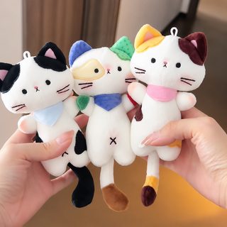 귀여운 카툰 패치워크 고양이 봉제인형 키링 미니 코튼돌 가방 장식