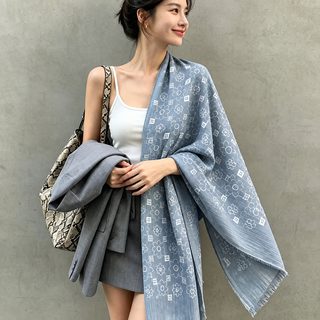 2026 신형 양털 목도리 여성 백합 양면 숄 알파벳 겸용 롱 보온 가을과 겨울 숄
