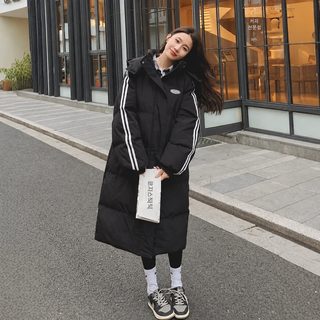 검정 패딩 솜옷 여자 겨울 신상 한국판 와이드 후드 솜옷 두께 예고 솜저고