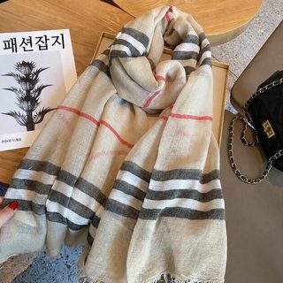 2026년 신상 체크 머플러 얇은 숄 모조 캐시미어 고급감 클래식 경사 한국판