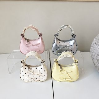여아 리본 미니 크로스백 어린이 데일리 사각 지퍼 숄더백