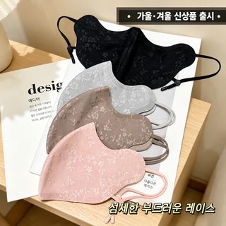 여성용 가을 겨울 자외선 차단 레이스 귀걸이형 보온 마스크 야외 라이딩