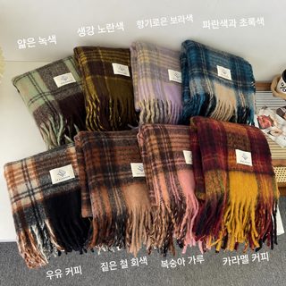 뉴 미라드 여성 체크 머플러 240×38cm 두꺼운 겨울 보온 숄 데일리 롱 스카프