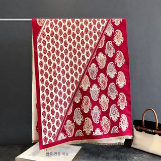 여성 페이즐리 스카프 캐시미어 터치 롱 숄 가을 겨울 보온 머플러 185×65cm