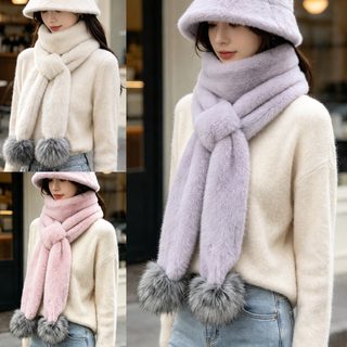 맞춤형 가을 겨울 플러스 롱 모모 목도리 양면 모모 숄 백합 목도리 모조 밍크 모대 모구 목도리