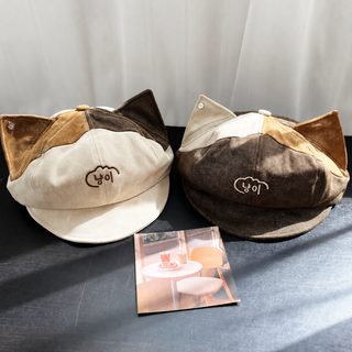 고양이 귀 팔각 베레모 여성 봄가을 캐주얼 화가모 조절형 빅사이즈