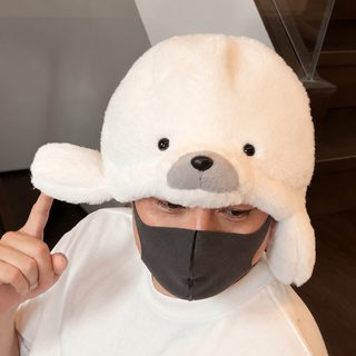 성룡 같은 보온 바다표범 털모자 귀엽다 괴상한 만화 뇌봉 귀보호모 얼굴