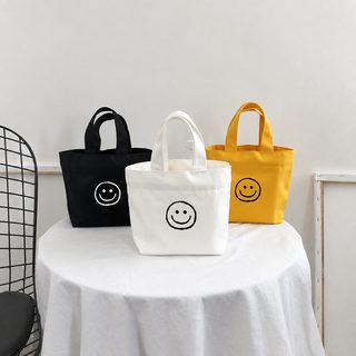 帆布袋ins风女生简约慵懒清新笑脸学生广告小手领袋伴手礼定logo