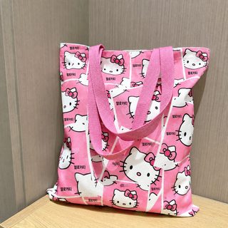 kitty 고양이 2024 신형 캔버스 가방 귀여운 케이티 고양이 대용량 학생 숄더