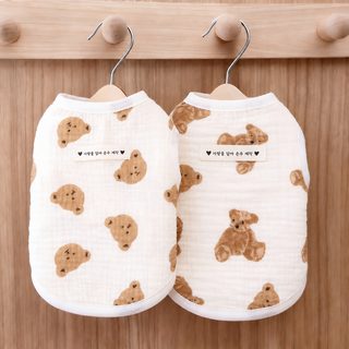 여름 애완동물 옷 순면 고양이 민소매 카디건 귀여운 조끼 강아지 자외선 차단 조끼 얇은 털 방지