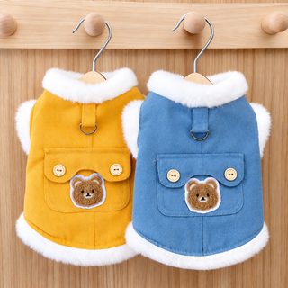 가을, 겨울 고양이 주머니 곰돌이 조끼 견인 강아지 보온 두께 테디 애완동