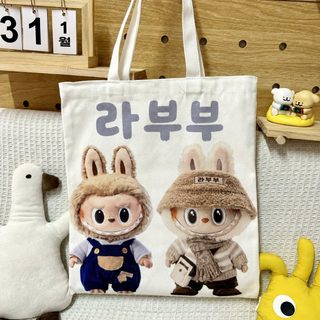 3.0labu 캐릭터 캔버스백 35x40 대용량 여성 학생 쇼핑 보조가방 숄더백