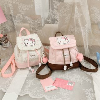 달콤한 kt 고양이 귀여운 리본 프린트 백팩 한국판 소규모 디자인 커버 백팩