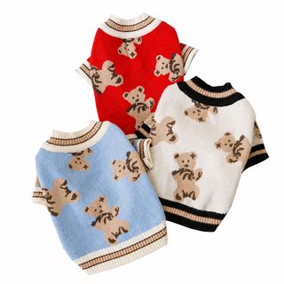 跨境狗狗衣服满印熊小毛衣比熊泰迪雪纳瑞猫咪小型幼犬宠物服饰宠